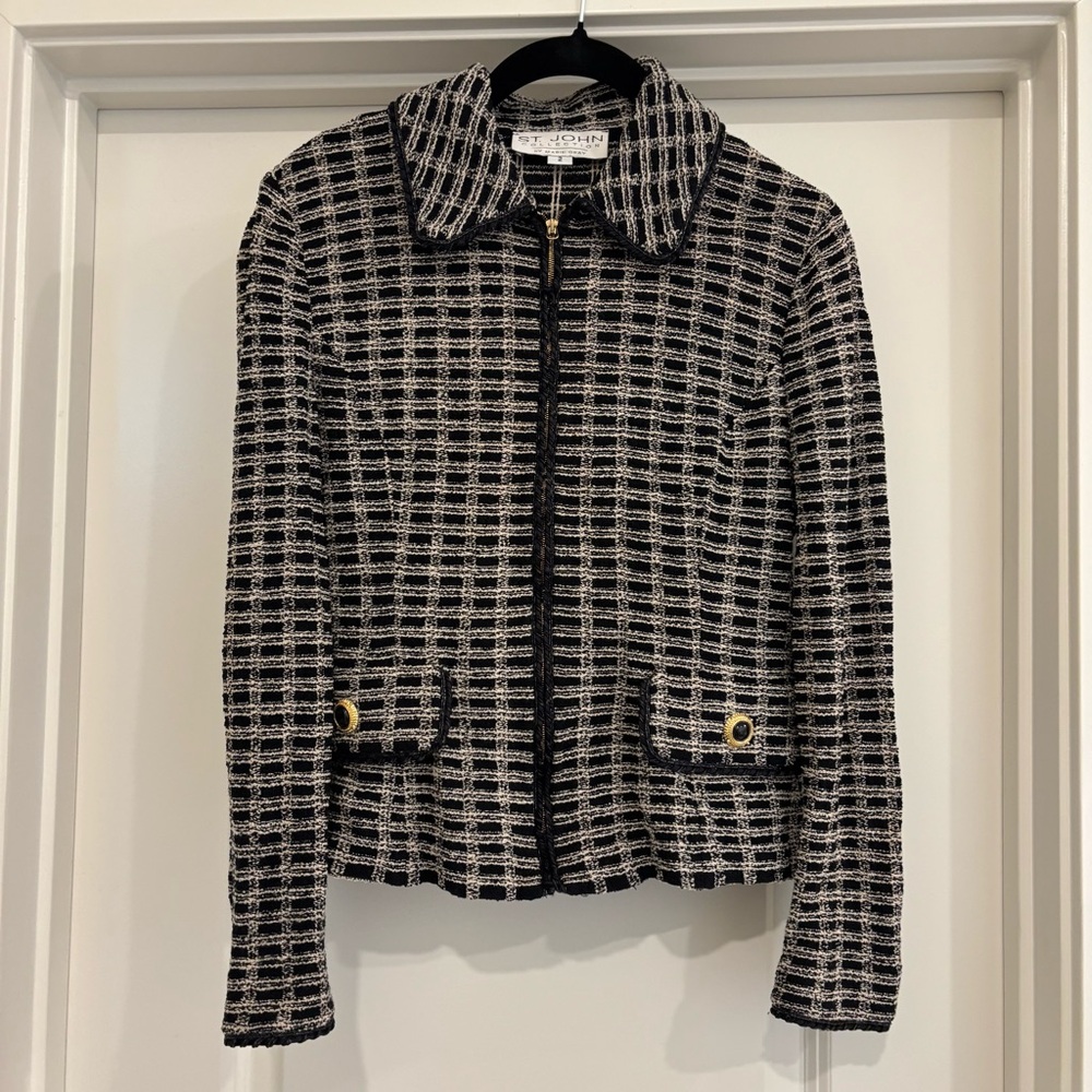 ✨ ST. JOHN Black and White Tweed Blazer